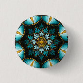 Elegant Blue Mandala | Sacred Geometry Boho | Zen Button (Vorderseite)