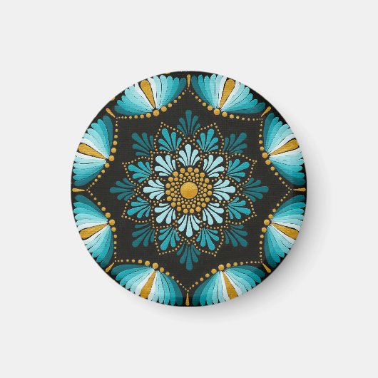 Elegant Blue Mandala | Sacred Geometry Boho | Zen Magnet (Vorne)