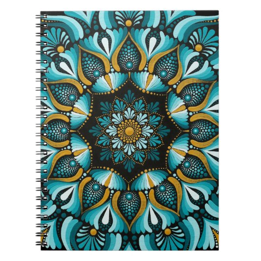 Elegant Blue Mandala | Sacred Geometry Boho | Zen Notizblock (Vorderseite)