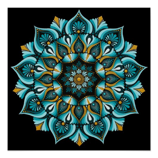 Elegant Blue Mandala | Sacred Geometry Boho | Zen Poster (Vorderseite)