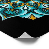 Elegant Blue Mandala | Sacred Geometry Boho | Zen Poster (Ecke)