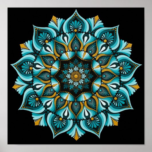 Elegant Blue Mandala | Sacred Geometry Boho | Zen Poster (Vorne)