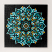 Elegant Blue Mandala | Sacred Geometry Boho | Zen Puzzle (Horizontal)