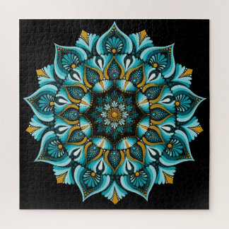 Elegant Blue Mandala | Sacred Geometry Boho | Zen Puzzle