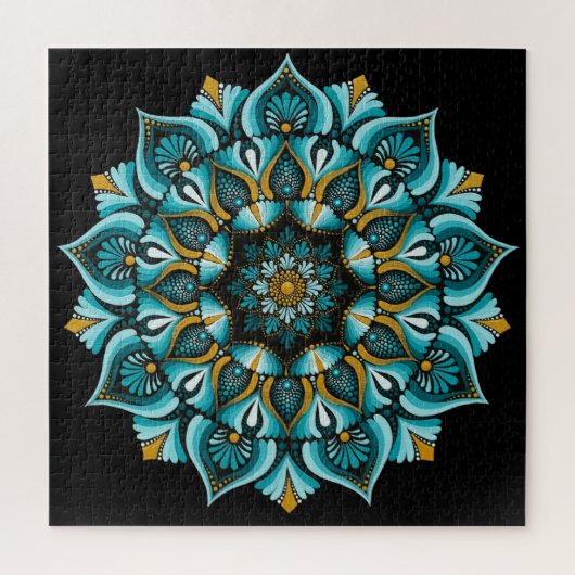 Elegant Blue Mandala | Sacred Geometry Boho | Zen Puzzle (Vertikal)