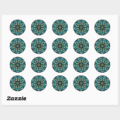 Elegant Blue Mandala | Sacred Geometry Boho | Zen Runder Aufkleber (Blatt)