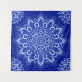 Elegant Blue Mandala Wandteppich (Vorderseite (Horizontal))