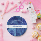 Elegant Blue Marble Agate Baby Shower Pappteller (Party)