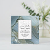 Elegant Blue Marble Agate Hochzeit Einladung (Stehend Vorderseite)
