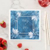 Elegant Blue Marble Floral Wedding Napkins Serviette (Beispiel)