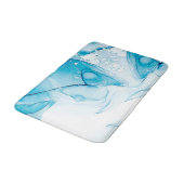 Elegant Blue Marbled Badematte (Schrägansicht)