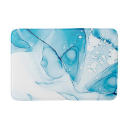 Elegant Blue Marbled Badematte