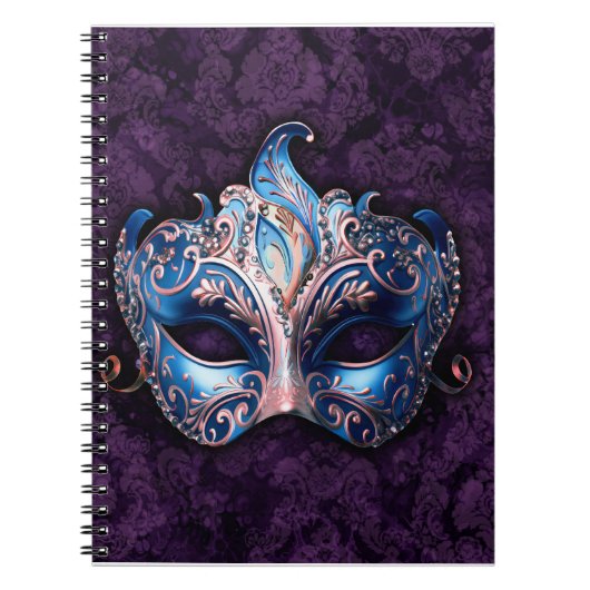 Elegant Blue Masquerade Mask Notizblock (Vorderseite)