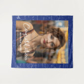 Elegant Blue Math Congratulations Photo Graduation Wandteppich (Vorderseite (Horizontal))