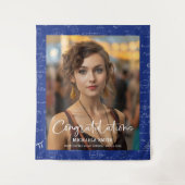 Elegant Blue Math Congratulations Photo Graduation Wandteppich (Vorderseite)