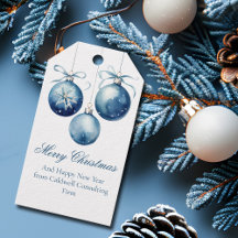 Elegant Blue Merry Christmas Ornaments Company