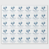Elegant Blue Merry Christmas Ornaments Company Geschenkpapier (Flach)