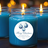 Elegant Blue Merry Christmas Ornaments Company Runder Aufkleber