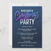 Elegant Blue Merry Christmas Party Einladung (Vorderseite)