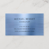Elegant Blue Metallic Monogram Consultant Visitenkarte (Rückseite)