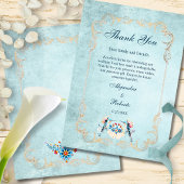 Elegant Blue Mexican Baroque Hummingbird Wedding Dankeskarte