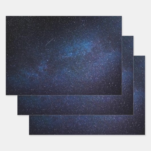 Elegant Blue Milkyway Galaxy Texture Geschenkpapier Set (Set)