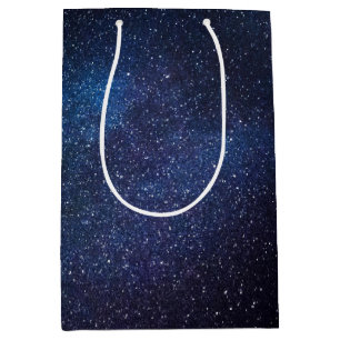 Elegant Blue Milkyway Galaxy Texture Mittlere Geschenktüte