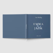 Elegant Blue Minimalist ampersand Wedding  Gästebuch (Voll)