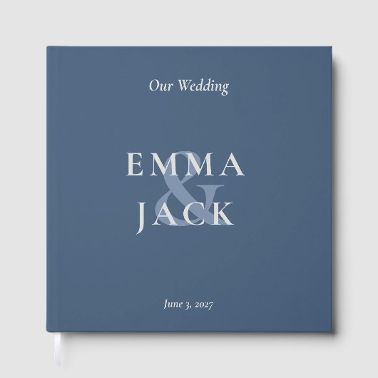 Elegant Blue Minimalist ampersand Wedding  Gästebuch (Vorderseite)