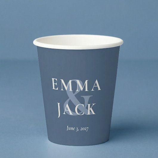 Elegant Blue Minimalist ampersand Wedding  Pappbecher