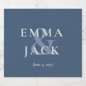 Elegant Blue Minimalist ampersand Wedding Schaumweinetikett (Einzelnes Label)