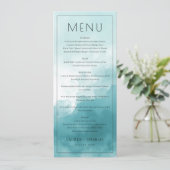 Elegant Blue Minimalist Menu Menükarte (Stehend Vorderseite)