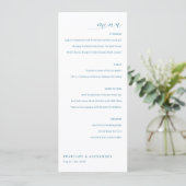 Elegant Blue Minimalist Menu Menükarte (Stehend Vorderseite)