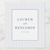 Elegant Blue Minimalist Stripes Weinetikett (Einzelnes Label)