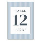 Elegant Blue Minimalist Table Sign Tischnummer (Rückseite)