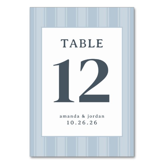 Elegant Blue Minimalist Table Sign Tischnummer (Vorderseite)