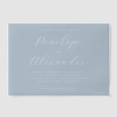 Elegant Blue Minimalist Wedding Invitation Pergament Einladungen (Vorderseite)