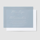 Elegant Blue Minimalist Wedding Invitation Pergament Einladungen (Versetzt)