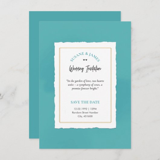 Elegant Blue Minimalistisch Luxuriöse Einladung (Vorne/Hinten)