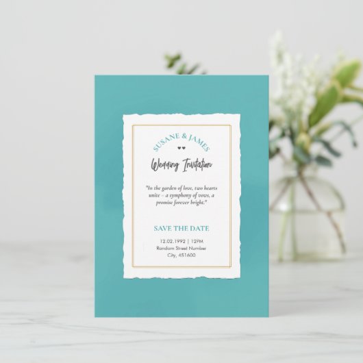 Elegant Blue Minimalistisch Luxuriöse Einladung (Stehend Vorderseite)