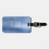 Elegant Blue Mit Monogramm Gepäckanhänger (Vorderseite horizontal)