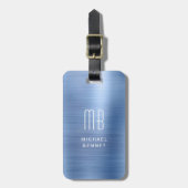 Elegant Blue Mit Monogramm Gepäckanhänger (Vorderseite vertikal)