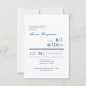 Elegant Blue Modern Bar Mitzvah Einladung (Vorderseite)