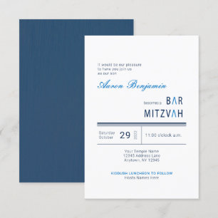 Elegant Blue Modern Bar Mitzvah Einladung