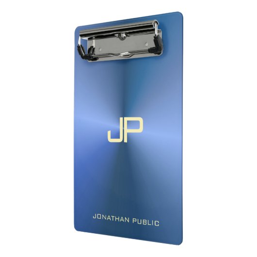 Elegant Blue Modern Mit Monogramm Template Trendy Mini Klemmbrett (Gewinkelt2)