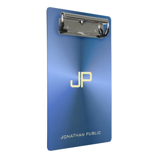 Elegant Blue Modern Mit Monogramm Template Trendy Mini Klemmbrett (Schrägansicht)