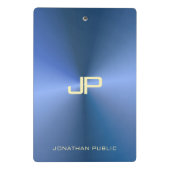 Elegant Blue Modern Mit Monogramm Template Trendy Mini Klemmbrett (Rückseite)