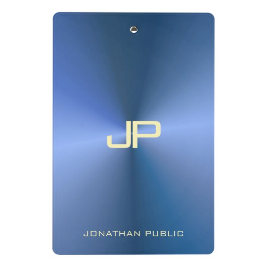 Elegant Blue Modern Mit Monogramm Template Trendy Mini Klemmbrett (Rückseite)