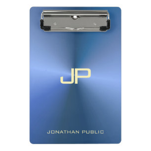 Elegant Blue Modern Mit Monogramm Template Trendy Mini Klemmbrett