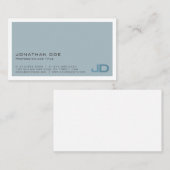 Elegant Blue Modern Monogram Beruflich Matte Visitenkarte (Vorne/Hinten)